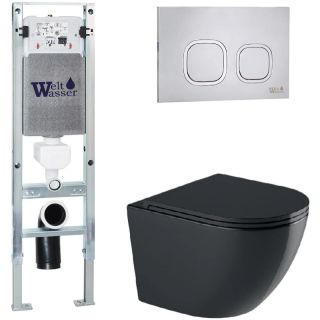 Комплект унитаза с инсталляцией WeltWasser Amberg 350 ST +Merzbach 041 XL MT-BL +Amberg RD-MT CR 10000010930 черный матовый