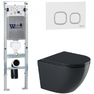 Комплект унитаза с инсталляцией WeltWasser Amberg 350 ST +Merzbach 041 XL MT-BL +Amberg RD-WT 10000010931 черный матовый