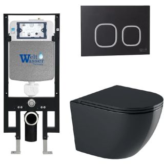Комплект унитаза с инсталляцией WeltWasser Amberg 497 +Merzbach 041 XL MT-BL +Amberg RD-BL 10000010933 черный матовый
