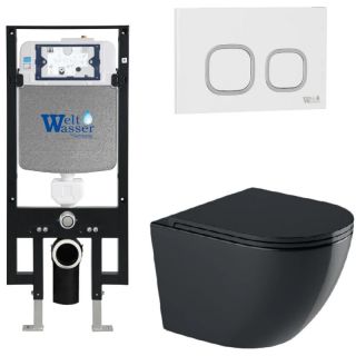 Комплект унитаза с инсталляцией WeltWasser Amberg 497 +Merzbach 041 XL MT-BL +Amberg RD-WT 10000010936 черный матовый