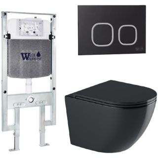 Комплект унитаза с инсталляцией WeltWasser Amberg 497 ST +Merzbach 041 XL MT-BL +Amberg RD-BL 10000010938 черный матовый
