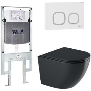 Комплект унитаза с инсталляцией WeltWasser Amberg 497 ST +Merzbach 041 XL MT-BL +Amberg RD-WT 10000010941 черный матовый