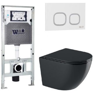 Комплект унитаза с инсталляцией WeltWasser Amberg 506 ST +Merzbach 041 XL MT-BL +Amberg RD-WT 10000010946 черный матовый