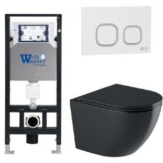Комплект унитаза с инсталляцией WeltWasser Amberg 506 +Merzbach 041 XL MT-BL +Amberg RD-WT 10000010951 черный матовый
