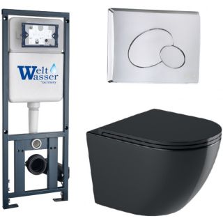 Комплект унитаза с инсталляцией WeltWasser Marberg 410 +Merzbach 041 XL MT-BL +MAR 410 RD 10000010953 черный матовый