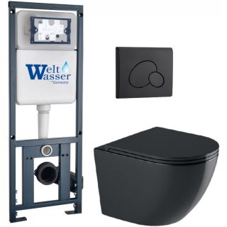 Комплект унитаза с инсталляцией WeltWasser Marberg 410 +Merzbach 041 XL MT-BL +MAR 410 RD MT-BL 10000010955 черный матовый