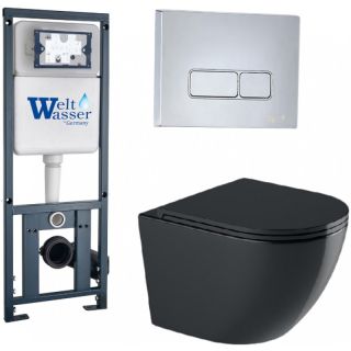 Комплект унитаза с инсталляцией WeltWasser Marberg 410 +Merzbach 041 XL MT-BL +MAR 410 SE 10000010956 черный матовый