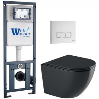 Комплект унитаза с инсталляцией WeltWasser Marberg 410 +Merzbach 041 XL MT-BL +MAR 410 SE GL-WT 10000010957 черный матовый