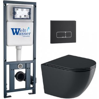 Комплект унитаза с инсталляцией WeltWasser Marberg 410 +Merzbach 041 XL MT-BL +MAR 410 SE MT-BL 10000010958 черный матовый