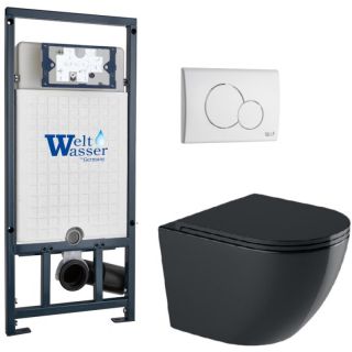 Комплект унитаза с инсталляцией WeltWasser Marberg 507 +Merzbach 041 XL MT-BL +MAR 507 RD GL-WT 10000010961 черный матовый