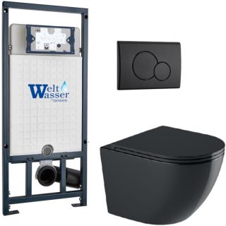 Комплект унитаза с инсталляцией WeltWasser Marberg 507 +Merzbach 041 XL MT-BL +MAR 507 RD MT-BL 10000010962 черный матовый