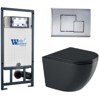 Комплект унитаза с инсталляцией WeltWasser Marberg 507 +Merzbach 041 XL MT-BL +MAR 507 SE 10000010963 черный матовый