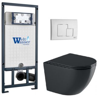 Комплект унитаза с инсталляцией WeltWasser Marberg 507 +Merzbach 041 XL MT-BL +MAR 507 SE GL-WT 10000010964 черный матовый