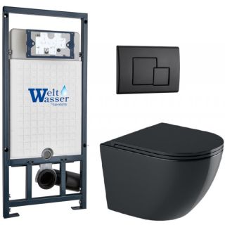 Комплект унитаза с инсталляцией WeltWasser Marberg 507 +Merzbach 041 XL MT-BL +MAR 507 SE MT-BL 10000010965 черный матовый