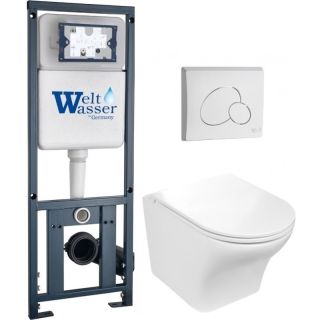 Комплект унитаза с инсталляцией WeltWasser Marberg 410 +Odenbach 004 GL-WT +MAR 410 RD GL-WT 10000010966 белый глянцевый