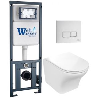 Комплект унитаза с инсталляцией WeltWasser Marberg 410 +Odenbach 004 GL-WT +MAR 410 SE GL-WT 10000010968 белый глянцевый