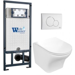 Комплект унитаза с инсталляцией WeltWasser Marberg 507 +Odenbach 004 GL-WT +MAR 507 RD GL-WT 10000010970 белый глянцевый
