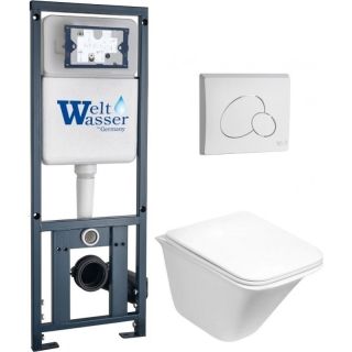 Комплект унитаза с инсталляцией WeltWasser Marberg 410 +Rotbach 004 GL-WT +MAR 410 RD GL-WT 10000010974 белый глянцевый