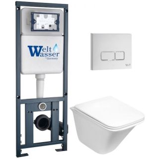 Комплект унитаза с инсталляцией WeltWasser Marberg 410 +Rotbach 004 GL-WT +MAR 410 SE GL-WT 10000010976 белый глянцевый