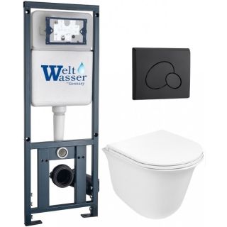 Комплект унитаза с инсталляцией WeltWasser Marberg 410 + Telbach 004 GL-WT + MAR 410 RD MT-BL 10000011127 белый глянцевый