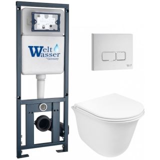 Комплект унитаза с инсталляцией WeltWasser Marberg 410 + Telbach 004 GL-WT + MAR 410 SE GL-WT 10000011128 белый глянцевый