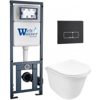 Комплект унитаза с инсталляцией WeltWasser Marberg 410 + Telbach 004 GL-WT + MAR 410 SE MT-BL 10000011129 белый глянцевый