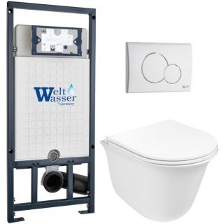 Комплект унитаза с инсталляцией WeltWasser Marberg 507 + Telbach 004 GL-WT + MAR 507 RD GL-WT 10000011130 белый глянцевый