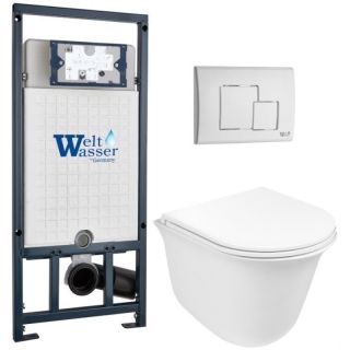 Комплект унитаза с инсталляцией WeltWasser Marberg 507 + Telbach 004 GL-WT + MAR 507 SE GL-WT 10000011132 белый глянцевый