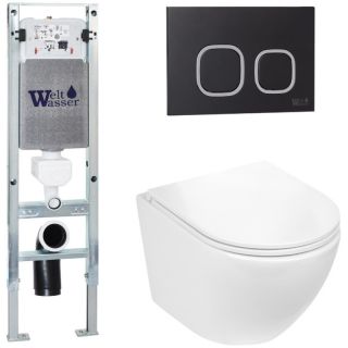 Комплект унитаза с инсталляцией WeltWasser Amberg 350 ST +Merzbach 043 GL-WT +Amberg RD-BL 10000011282 белый глянцевый