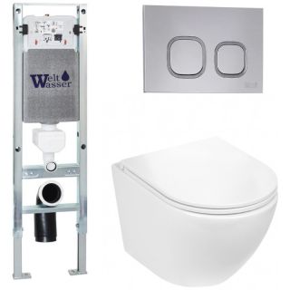 Комплект унитаза с инсталляцией WeltWasser Amberg 350 ST +Merzbach 043 GL-WT +Amberg RD-CR 10000011283 белый глянцевый