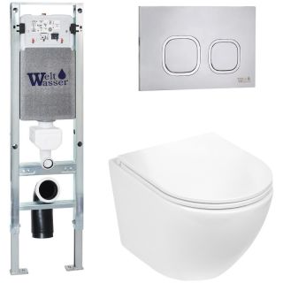 Комплект унитаза с инсталляцией WeltWasser Amberg 350 ST +Merzbach 043 GL-WT +Amberg RD-MT CR 10000011284 белый глянцевый