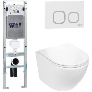 Комплект унитаза с инсталляцией WeltWasser Amberg 350 ST +Merzbach 043 GL-WT +Amberg RD-WT 10000011285 белый глянцевый