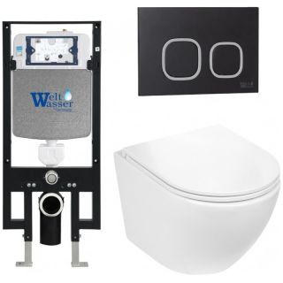 Комплект унитаза с инсталляцией WeltWasser Amberg 497 +Merzbach 043 GL-WT +Amberg RD-BL 10000011287 белый глянцевый