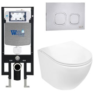 Комплект унитаза с инсталляцией WeltWasser Amberg 497 +Merzbach 043 GL-WT +Amberg RD-MT CR 10000011289 белый глянцевый