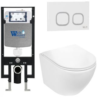 Комплект унитаза с инсталляцией WeltWasser Amberg 497 +Merzbach 043 GL-WT +Amberg RD-WT 10000011290 белый глянцевый