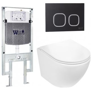 Комплект унитаза с инсталляцией WeltWasser Amberg 497 ST +Merzbach 043 GL-WT +Amberg RD-BL 10000011292 белый глянцевый