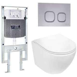 Комплект унитаза с инсталляцией WeltWasser Amberg 497 ST +Merzbach 043 GL-WT +Amberg RD-CR 10000011293 белый глянцевый