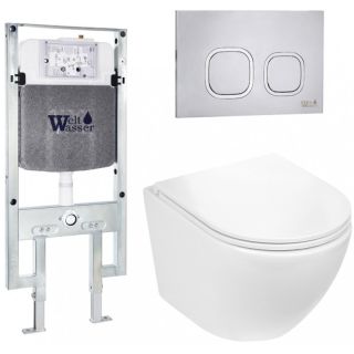 Комплект унитаза с инсталляцией WeltWasser Amberg 497 ST +Merzbach 043 GL-WT +Amberg RD-MT CR 10000011294 белый глянцевый