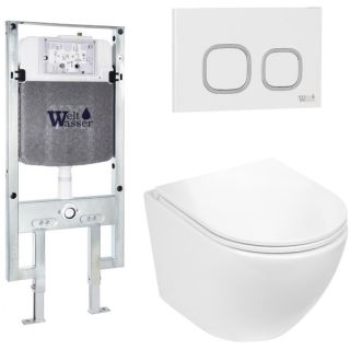 Комплект унитаза с инсталляцией WeltWasser Amberg 497 ST +Merzbach 043 GL-WT +Amberg RD-WT 10000011295 белый глянцевый