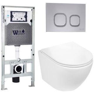 Комплект унитаза с инсталляцией WeltWasser Amberg 506 ST +Merzbach 043 GL-WT +Amberg RD-CR 10000011298 белый глянцевый