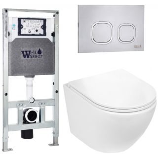 Комплект унитаза с инсталляцией WeltWasser Amberg 506 ST +Merzbach 043 GL-WT +Amberg RD-MT CR 10000011299 белый глянцевый