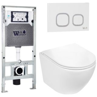 Комплект унитаза с инсталляцией WeltWasser Amberg 506 ST +Merzbach 043 GL-WT +Amberg RD-WT 10000011300 белый глянцевый