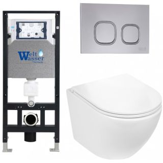 Комплект унитаза с инсталляцией WeltWasser Amberg 506 +Merzbach 043 GL-WT +Amberg RD-CR 10000011303 белый глянцевый