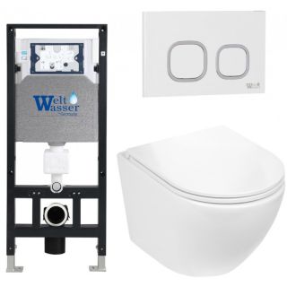 Комплект унитаза с инсталляцией WeltWasser Amberg 506 +Merzbach 043 GL-WT +Amberg RD-WT 10000011305 белый глянцевый