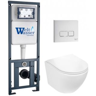 Комплект унитаза с инсталляцией WeltWasser Marberg 410 +Merzbach 043 GL-WT +MAR 410 SE GL-WT 10000011307 белый глянцевый