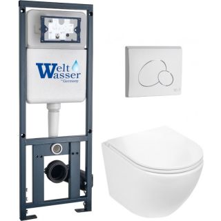Комплект унитаза с инсталляцией WeltWasser Marberg 410 +Merzbach 043 GL-WT +MAR 410 RD GL-WT 10000011309 белый глянцевый