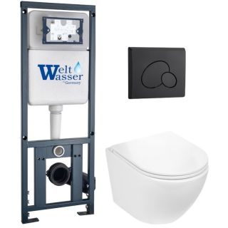 Комплект унитаза с инсталляцией WeltWasser Marberg 410 +Merzbach 043 GL-WT +MAR 410 RD MT-BL 10000011310 белый глянцевый