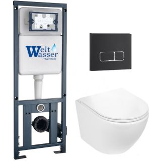 Комплект унитаза с инсталляцией WeltWasser Marberg 410 +Merzbach 043 GL-WT +MAR 410 SE MT-BL 10000011311 белый глянцевый