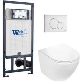 Комплект унитаза с инсталляцией WeltWasser Marberg 507 +Merzbach 043 GL-WT +MAR 507 RD GL-WT 10000011315 белый глянцевый