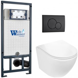 Комплект унитаза с инсталляцией WeltWasser Marberg 507 +Merzbach 043 GL-WT +MAR 507 RD MT-BL 10000011316 белый глянцевый